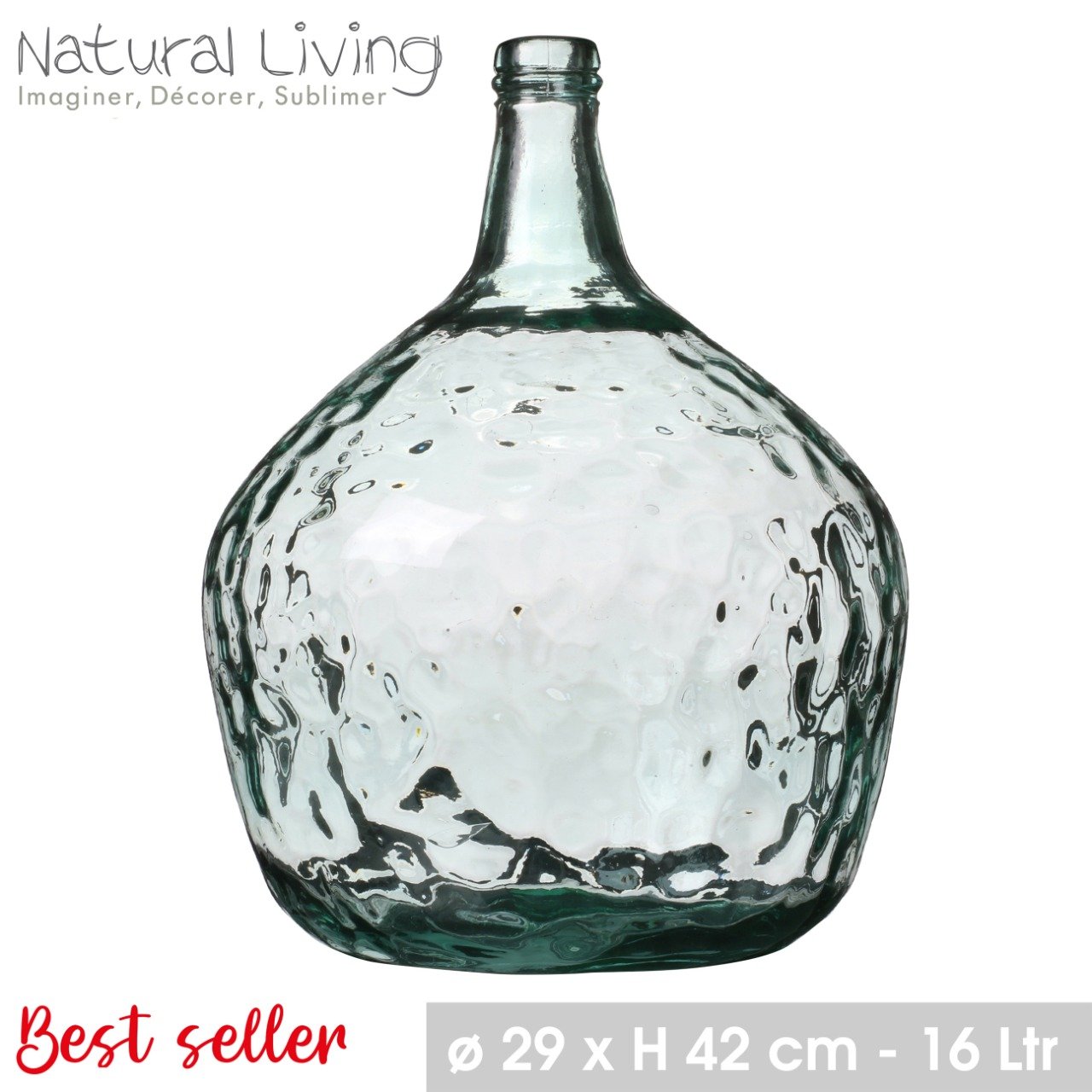 VASE DAME JEANNE 16 LTR EN VERRE RECYCLE