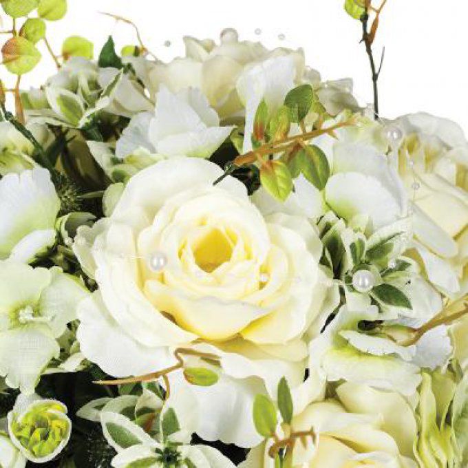 Atmosphera-Composition rose artificiel dans un vase en verre H 64cm
