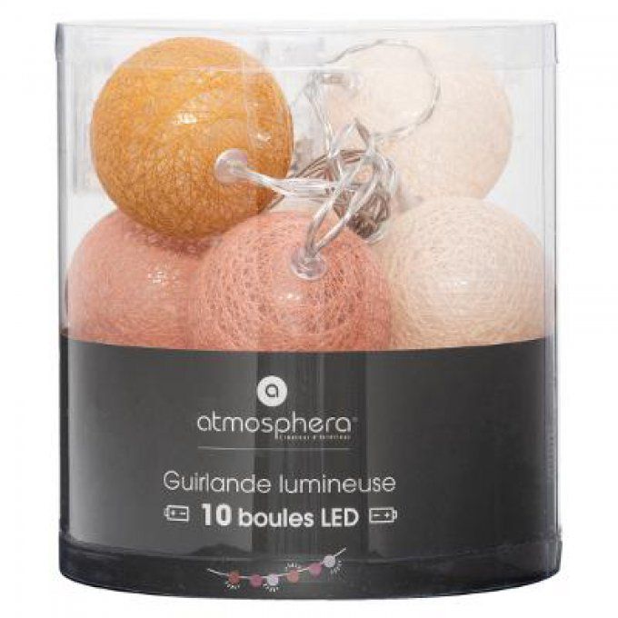 Guirlande Lumineuse 10 Boules à Led à Pile