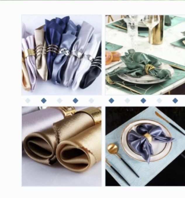 Serviettes de table en satin 50x50cm