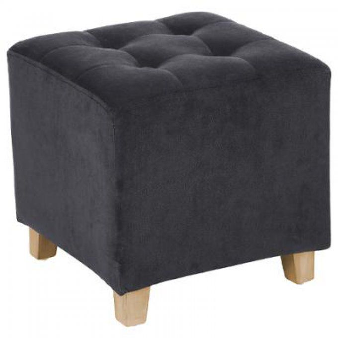 Pouf Velours Gris Trend