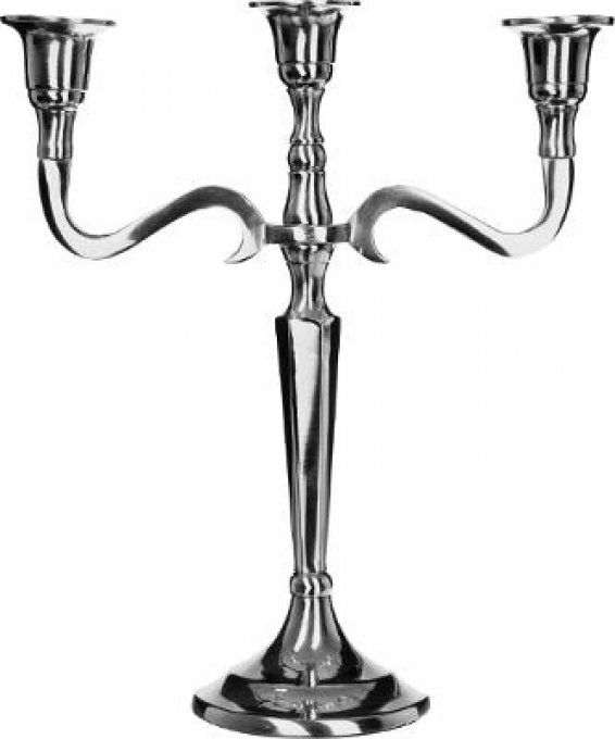 Bougeoir Métal argent 3 têtes H27