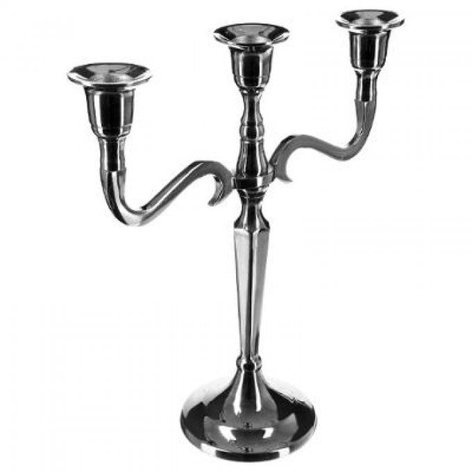 Bougeoir Métal argent 3 têtes H27