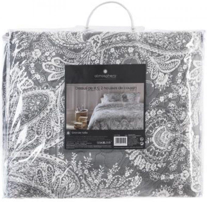 DESSUS LIT MARIE 240X260+2 TAIES  GRIS CLAIR