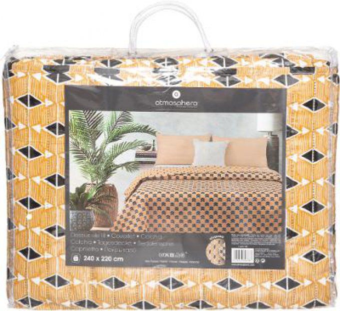 DESSUS DE LIT IMPRIMEE GAIL 240X220CM OCRE