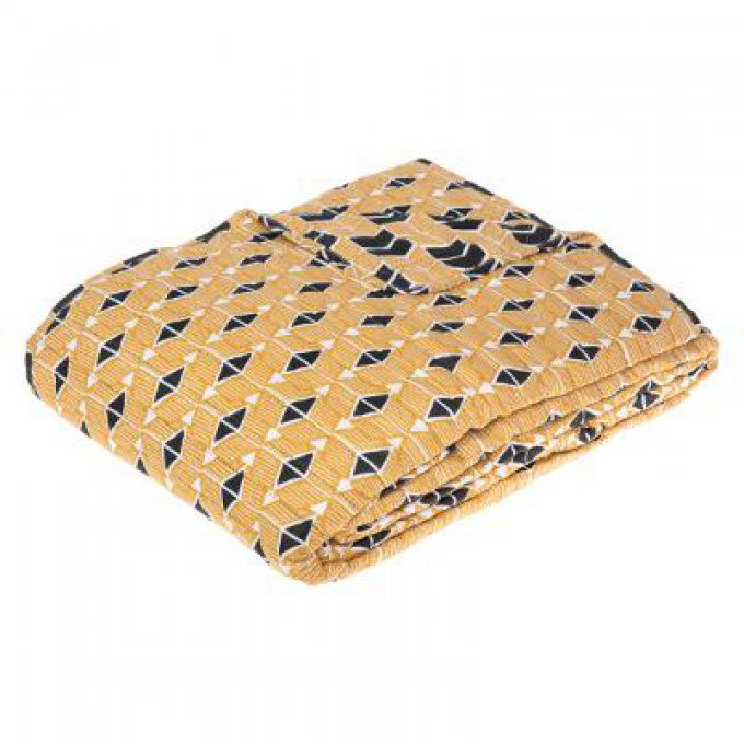 DESSUS DE LIT IMPRIMEE GAIL 240X220CM OCRE