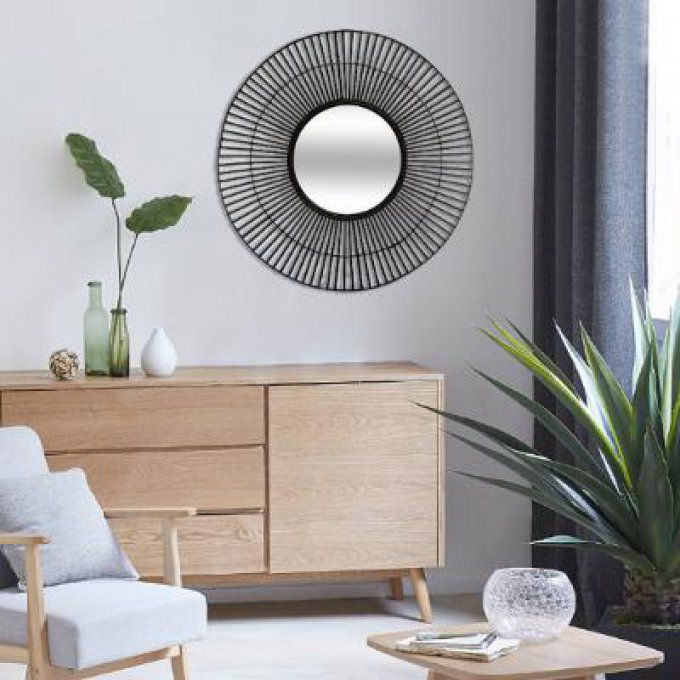 MIROIR EN BAMBOU NOIR D77