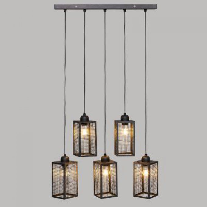 Suspension métal x5 " Hune" noir L58