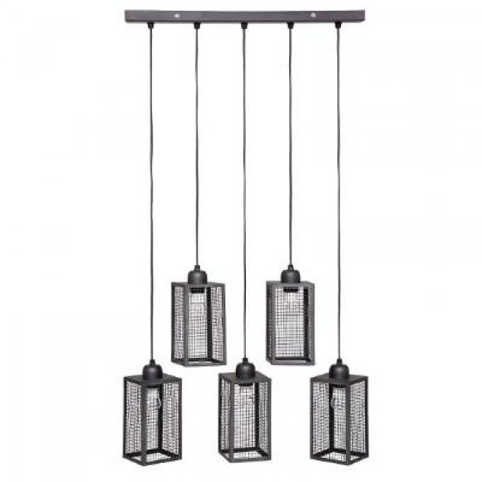 Suspension métal x5 " Hune" noir L58