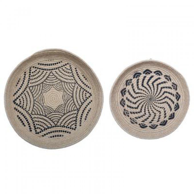 2 paniers décoration murale en jute