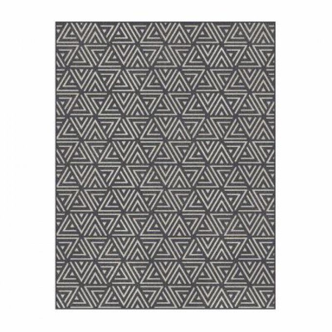 Tapis deco rectangle 140 x 200 cm viscose tissée indra noir / gris