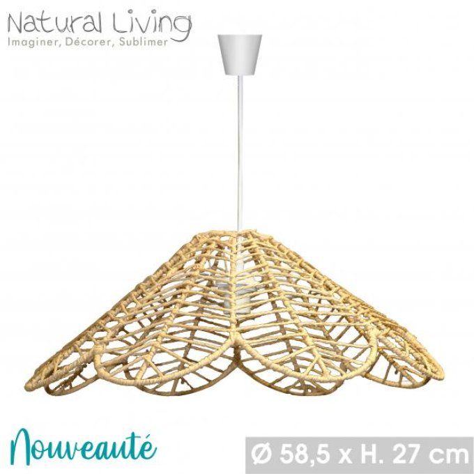 Suspension tulipe en raphia D. 58.5cm x H. 27cm