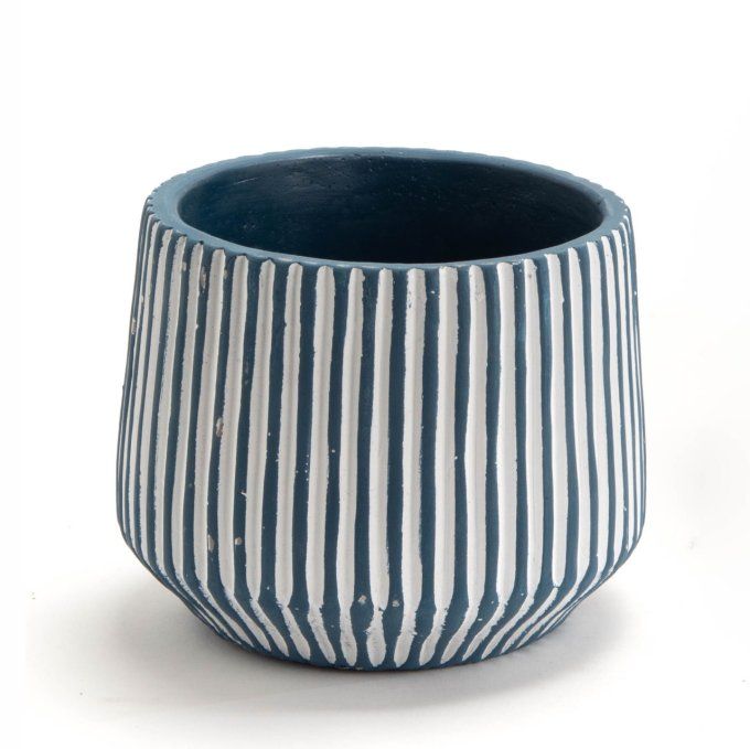 CACHE POT BLEU RAYURES PM