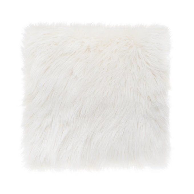 Coussin fausse fourrure ivoire 40 x 40 cm