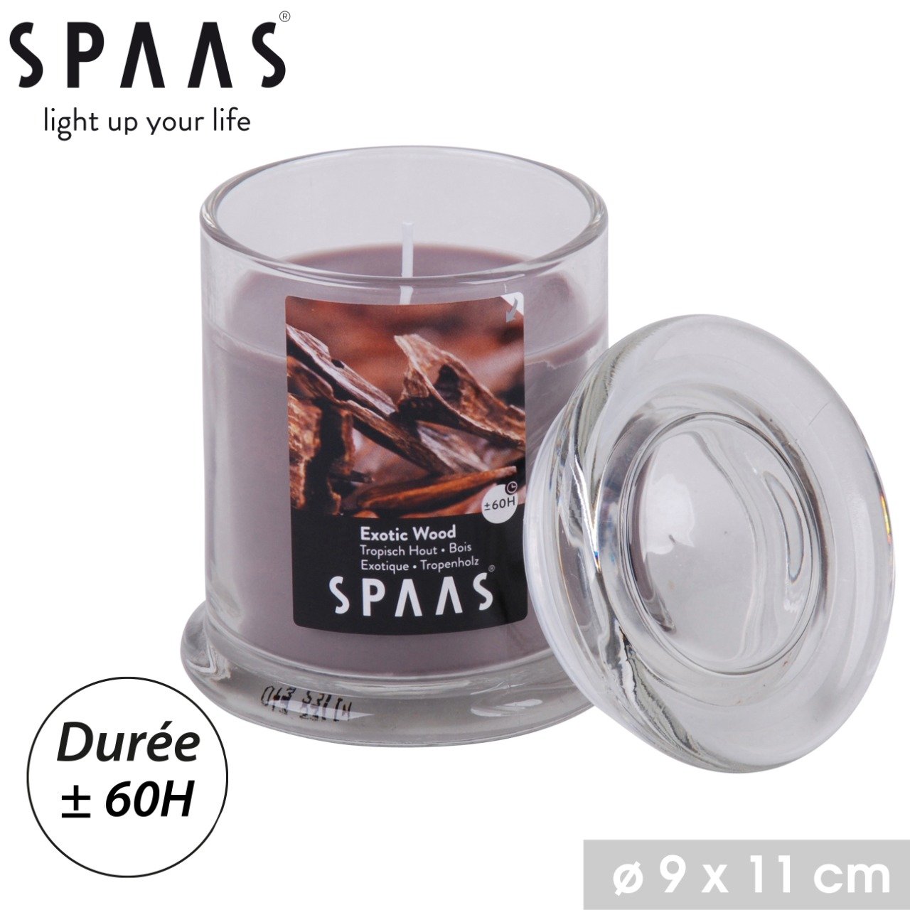 SPAAS- Bougie dans un bocal en verre parfum bois exotique