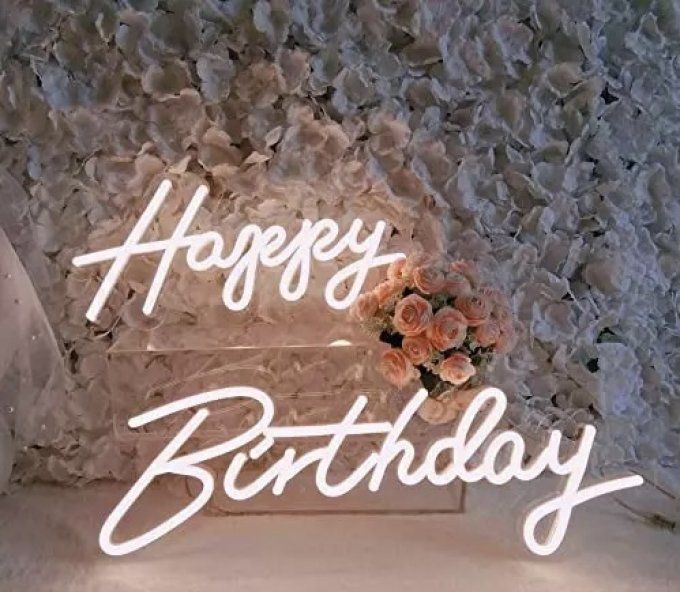 Lettre lumineuse : Happy Birsthday avec option de changement de couleur.