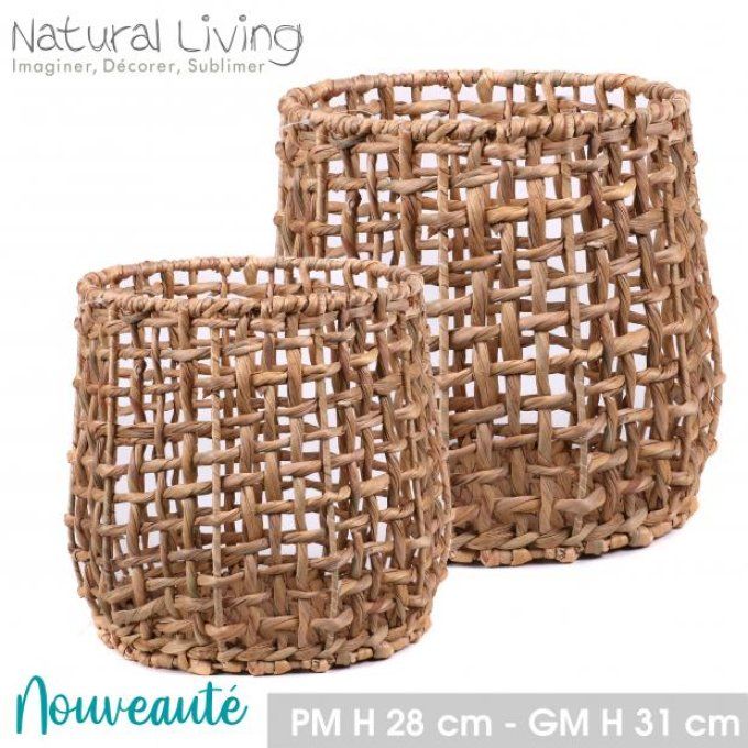 Set de 2 paniers algues marine et structure métal.
