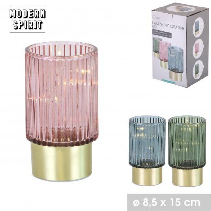 Lampe à poser en verre avec socle en métal doré