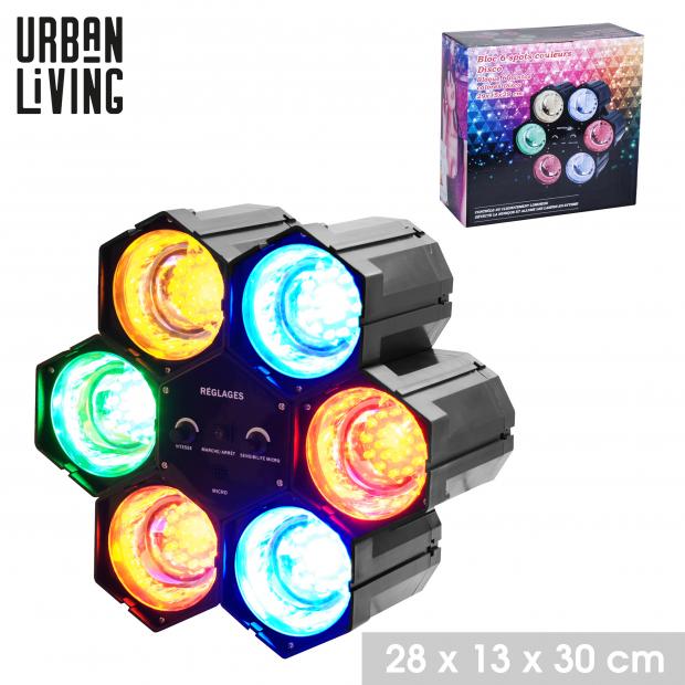 URBAN PARTY - SPOT LUMIERE DISCO 6 LEDS couleur 