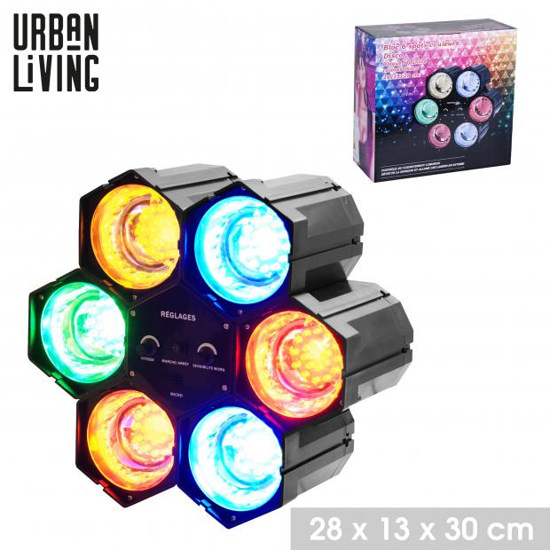 URBAN PARTY - SPOT LUMIERE DISCO 6 LEDS couleur - Koropaconfortetdeco