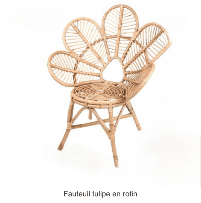 Fauteuil tulipe en rotin