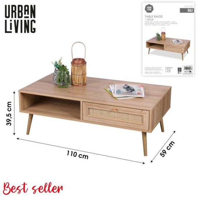 BALI - TABLE BASSE AVEC 1 TIROIR 110X59XH39CM
