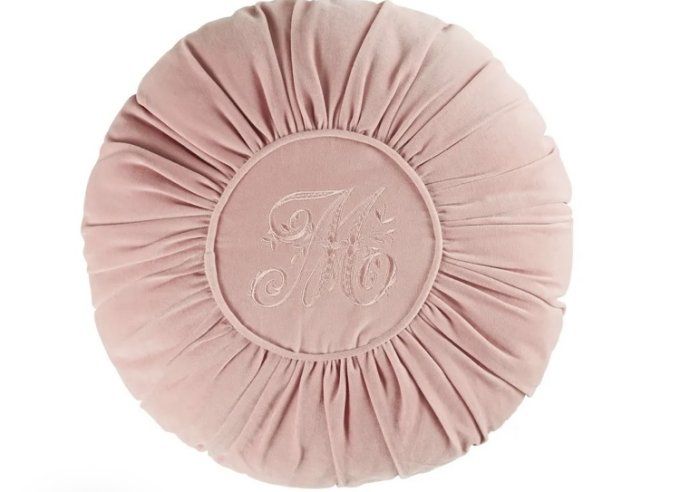 Coussin rond en velours rose D45