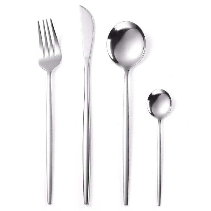 Set de couverts  4 pièces en acier inoxydable Blanc doré 
