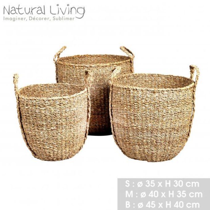 NATURAL LIVING - SET DE 3 PANIERS EN ALGUE MARINE