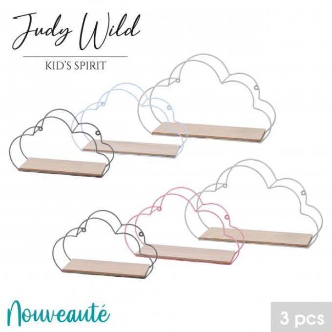 UDY WILD - SET DE 3 ETAGERES DESIGN NUAGE EN MÉTAL 