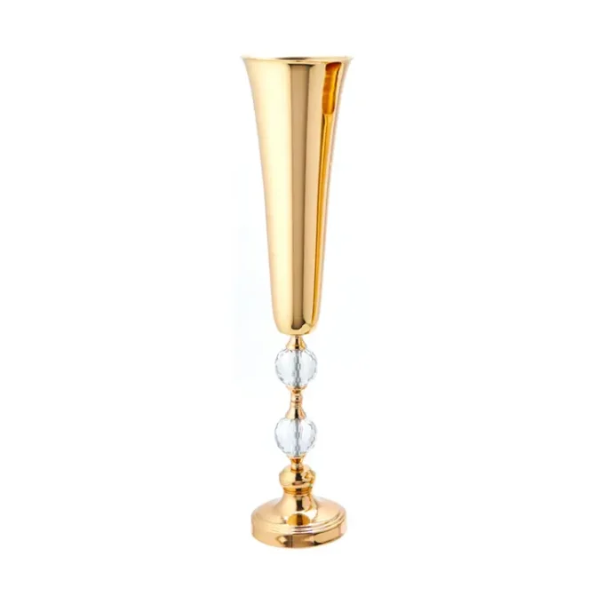 Vase trompette argenté H.67.31 cm