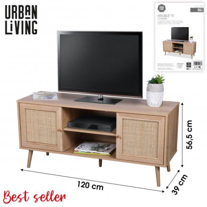 BALI - MEUBLE TV AVEC 2 PORTES 120X39XH56,5CM