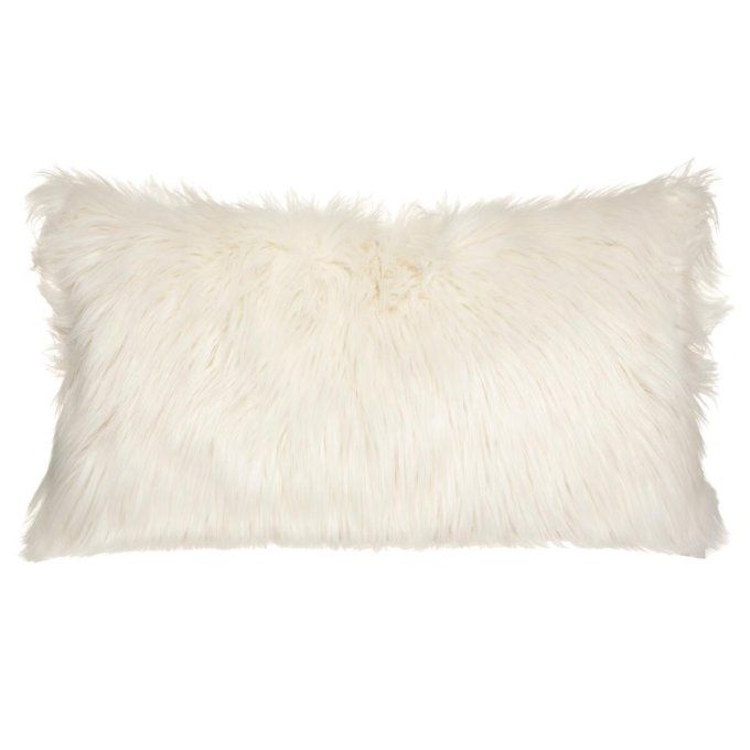 Coussin fausse fourrure ivoire 35 x 75 cm