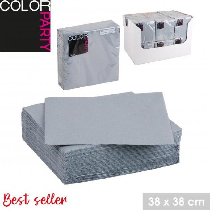 JETABLE - SERVIETTE EN PAPIER X50PCS gris 20x20cm 