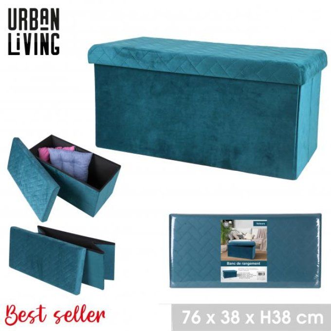 KUBE - VELOURS - BANC DE RANGEMENT PLIABLE