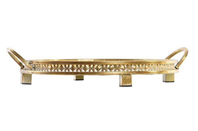 CENTRE DE TABLE MÉTAL MIROIR 40X34X8 DORÉ