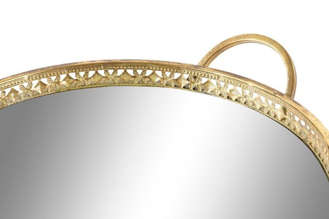 CENTRE DE TABLE MÉTAL MIROIR 40X34X8 DORÉ