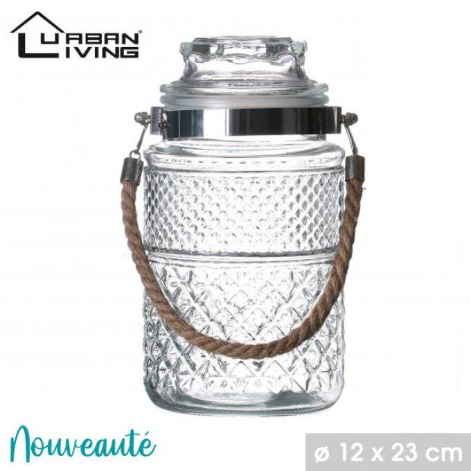 JAFFA-Bocal hermétique avec anse en jute 1800ml