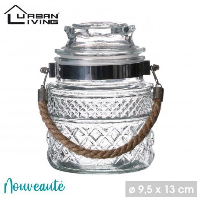 JAFFA-Bocal hermétique avec anse en jute 1000ml