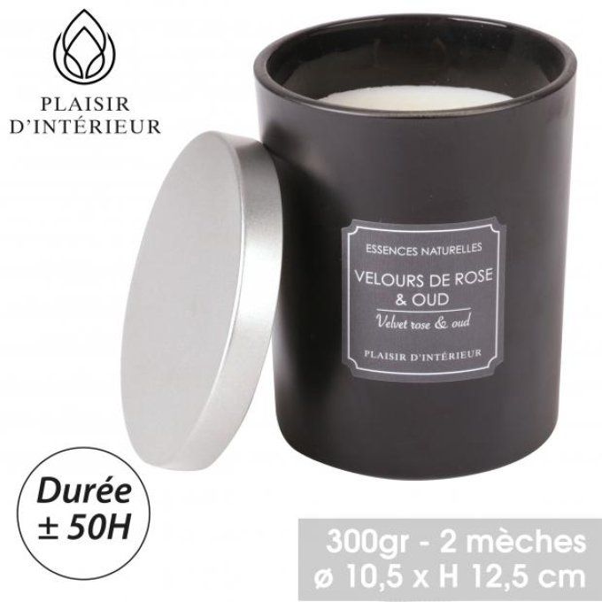 Bougie parfumée velours de rose et oud 2 mèches
