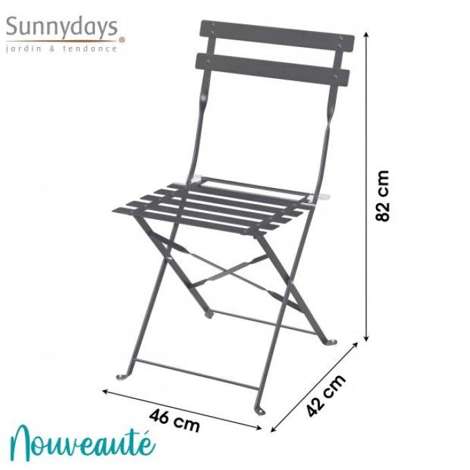 ISE PLIABLE EN METAL GRIS NTHRACITE 42X46XH82CM