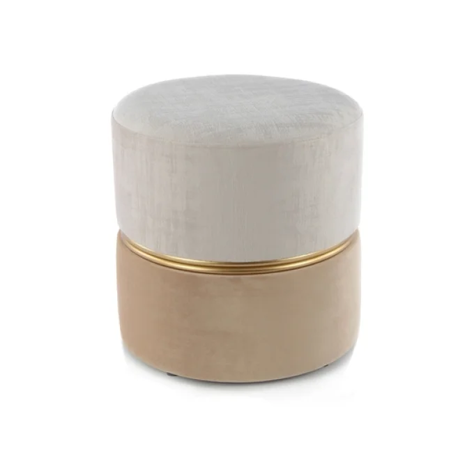 Tabouret Cleopatra  en velours ivoire/beige