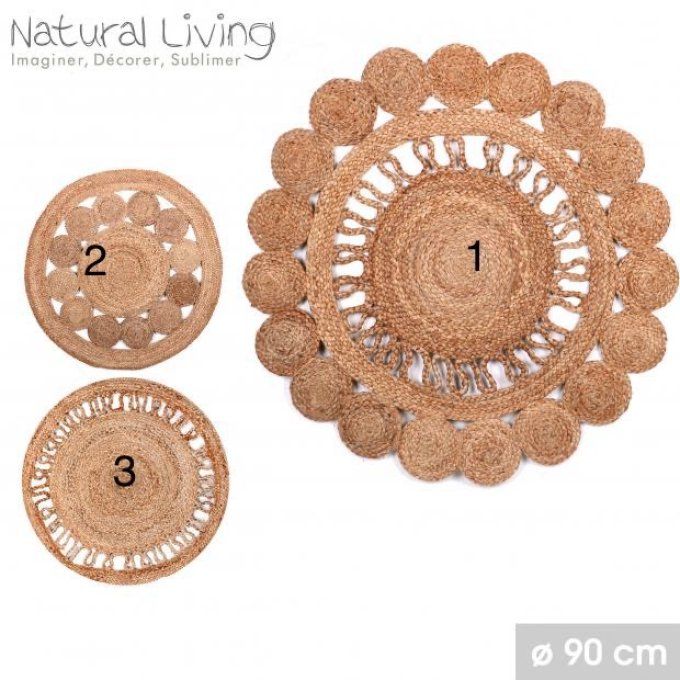 Tapis Rond Ajouré En Jute 90 cm