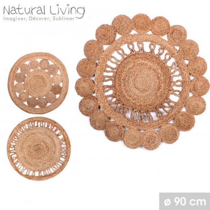 Tapis Rond Ajouré En Jute 90 cm