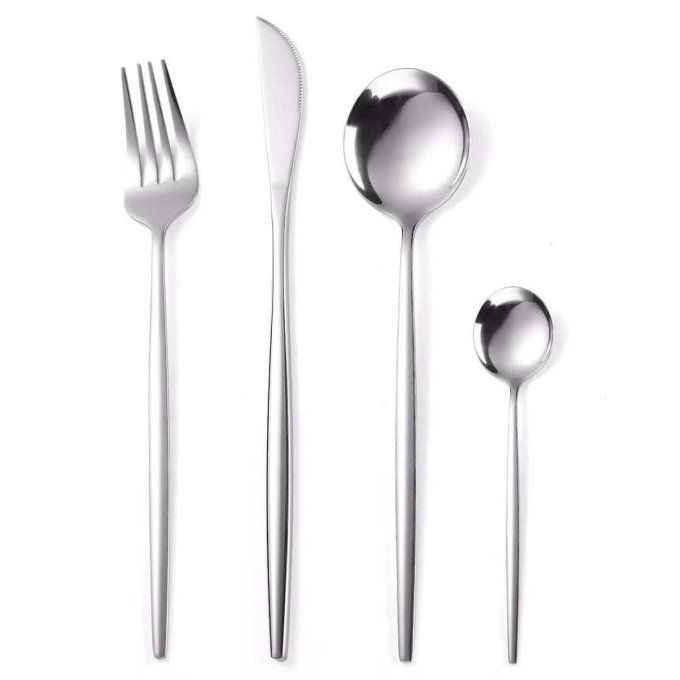 Set de couverts  4 pièces en acier inoxydable argenté 