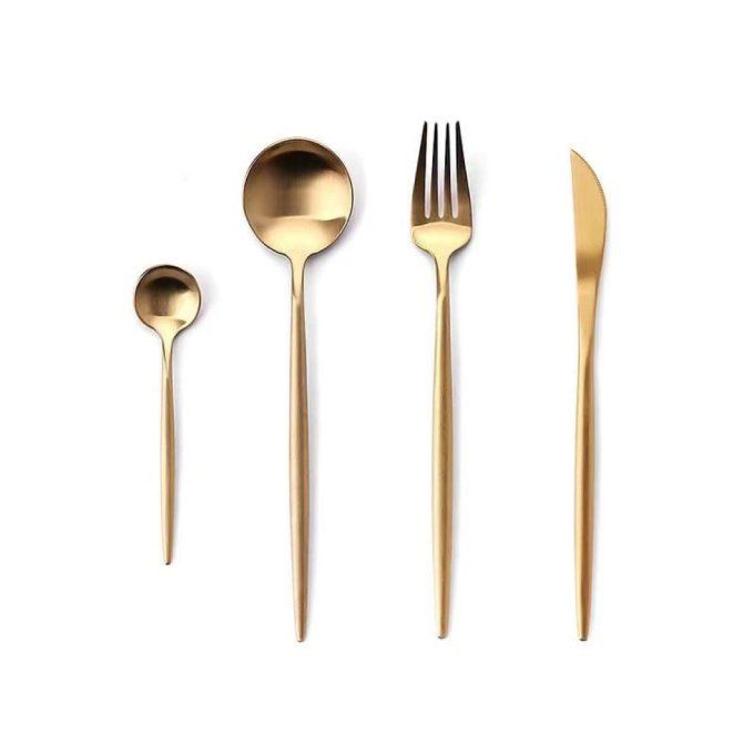 Set de couverts  4 pièces en acier inoxydable doré 