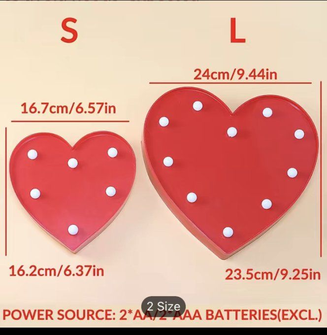 Cœur lumineux rouge à l’unité taille S