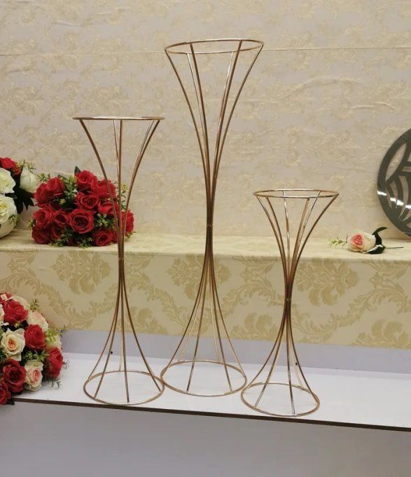Centre pièce doré pour composition florale 65 cm