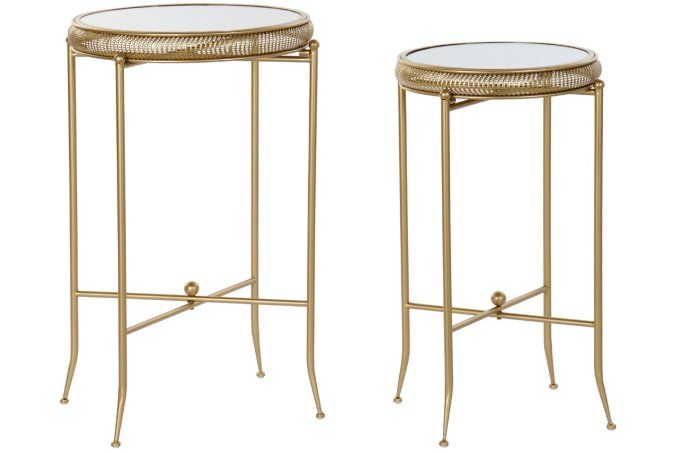 TABLE AUXILIAIRE SET 2 MÉTAL MIROIR 42X42X65,5 4,7 