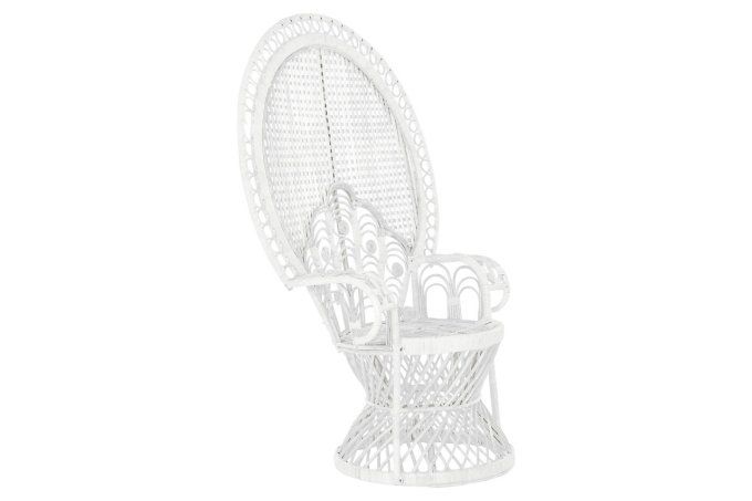 FAUTEUIL ROTIN POLYESTER 96X66X140 BLANC